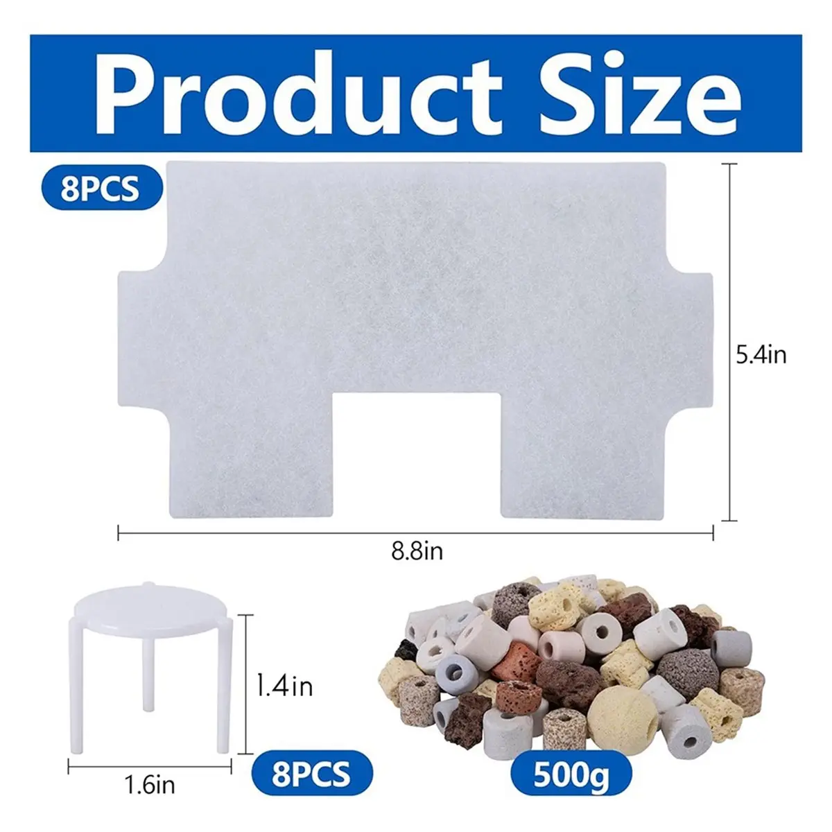 17 Pcs Pond Waterfall Spillway Filter Media, 8 Inch Waterfall Box Filter Pad, Reusable Pond Filter Replacement Mat