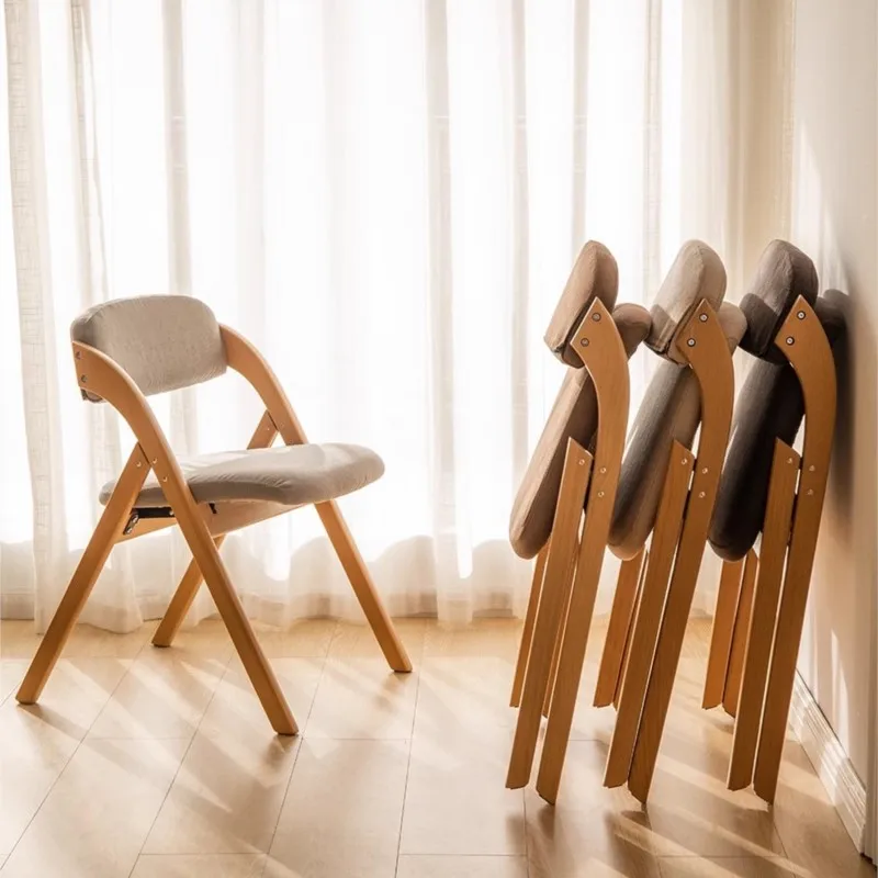 Solid Wood Folding Chair Household Reclining Scandinavian Dining Chair Conference Chair Stackable Elderly