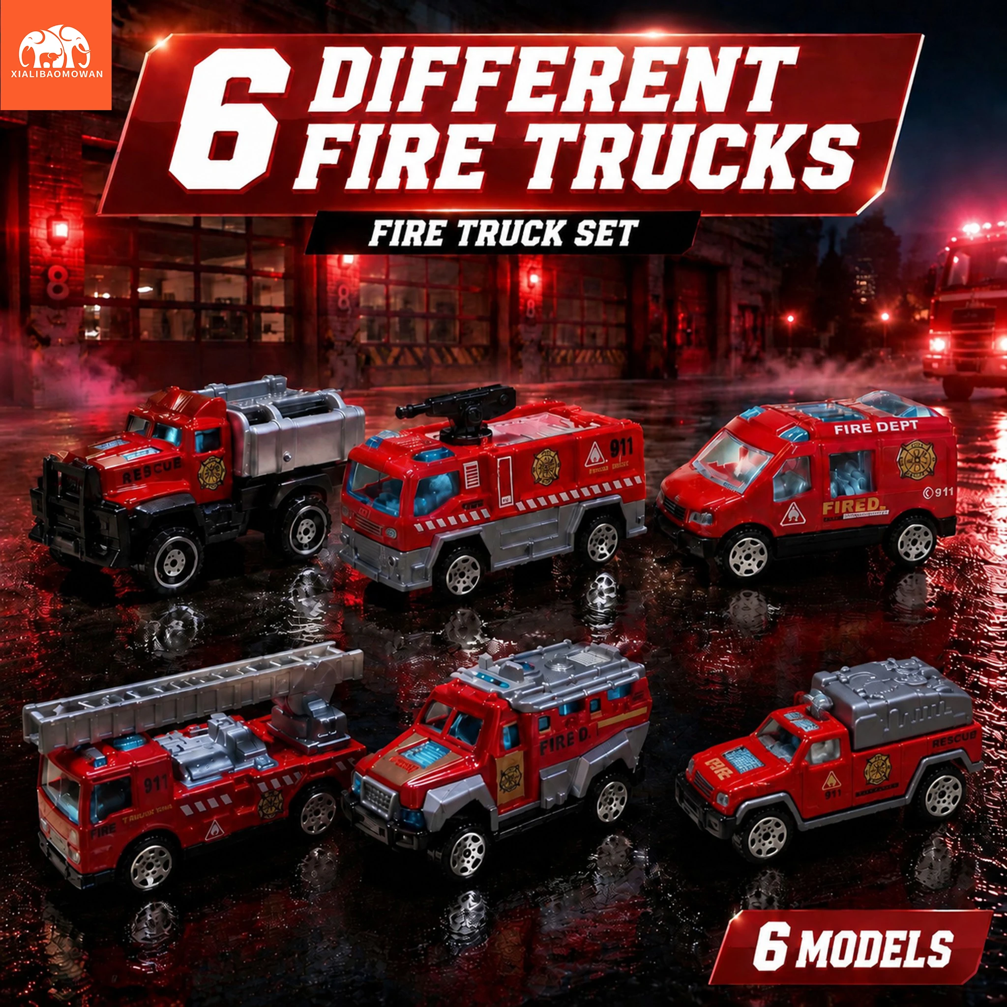 Fire Escape Ladder - 1:64 Alloy+Plastic Fire Fighting Vehicle Set