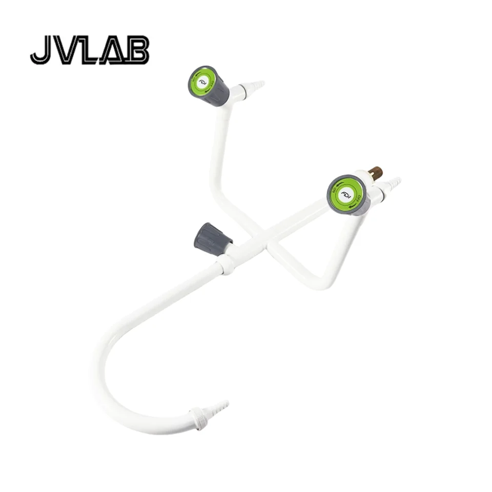 صنبور مختبر تانبي ثلاثي الاتجاهات من Takuey - صنبور رقبة أوزة مع صمامات أمان لتجارب الكيمياء معدات المختبرات JVLAB