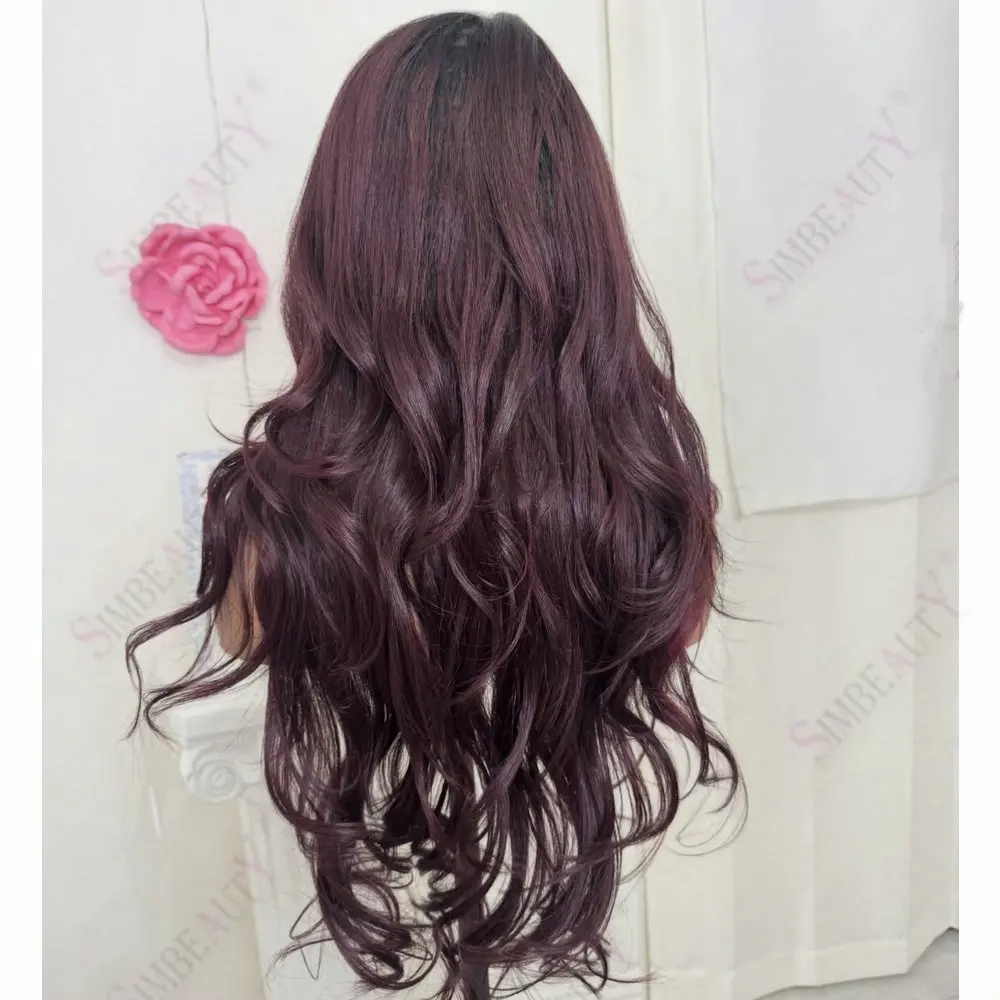 26 Zoll Lose Locken 100% Echthaar U-Teil-Perücken Burgunderrot Einfache Anbringung Brasilianisches Remy-Haar 1x4 Größe V-Teil-Perücken Echthaar – Detail 4