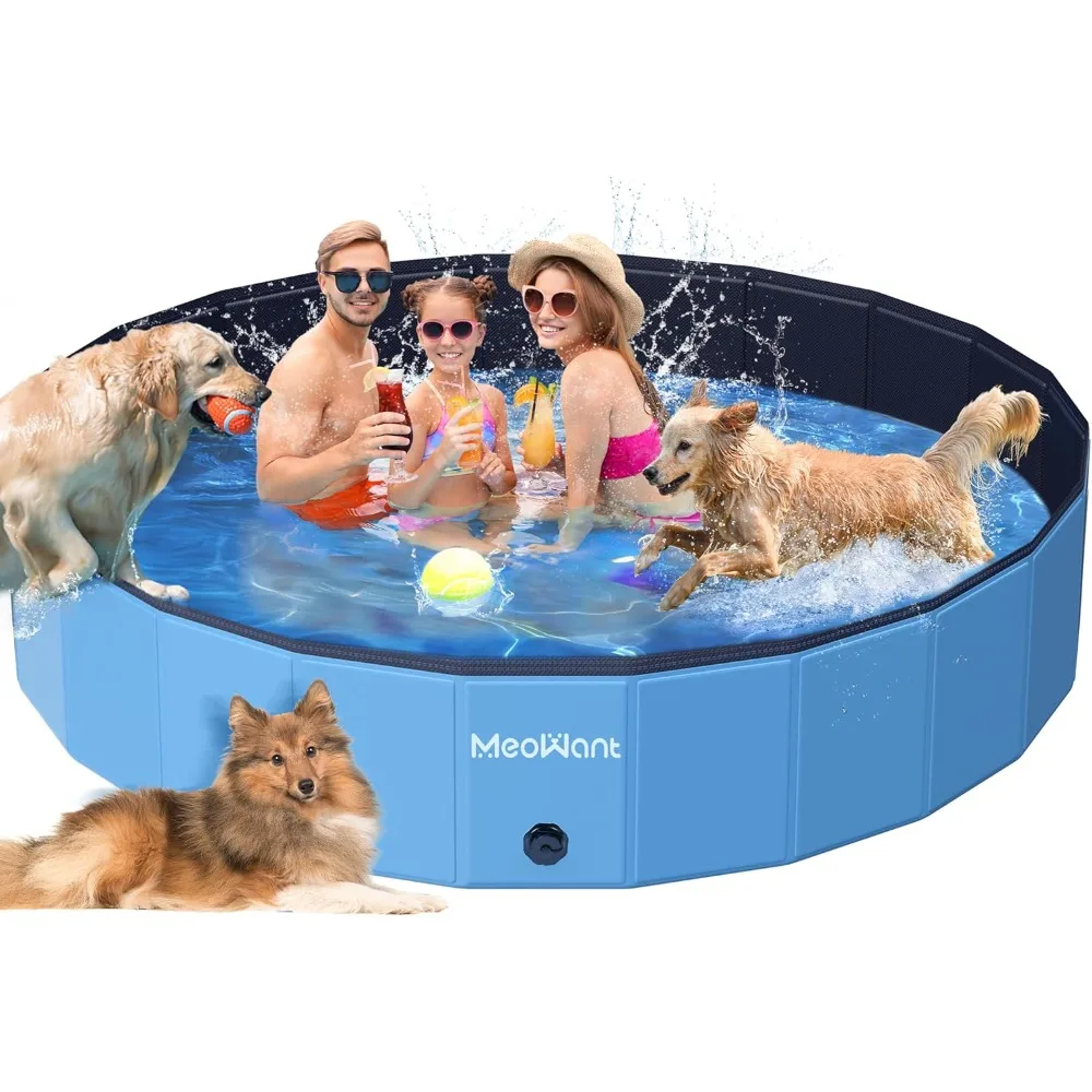 

Extra Large Dog Pool Foldable 87'', Hard Plastic Dog Swimming Pool Kiddie Pool, Collapsible Dog Pet Bath Pool,