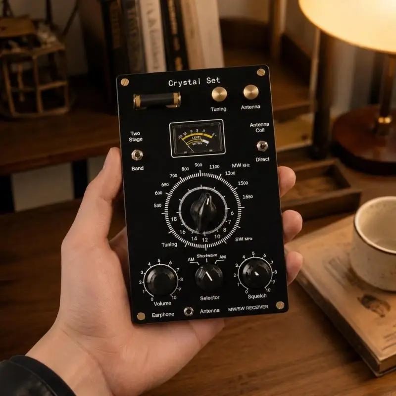 Crystal Radio Receiver with Separate High- and Low-Impedance Headphone Terminals, Two Selectable Circuit Configurations, 896C