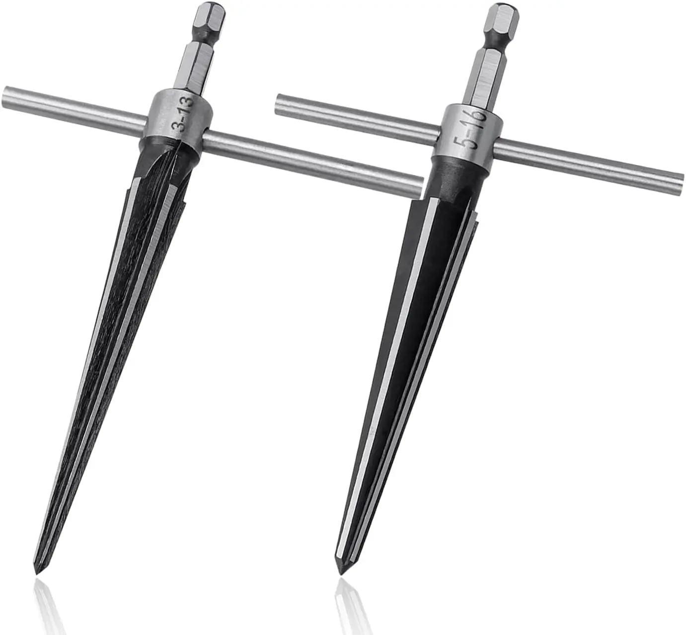 

2 Packs Tapered Reamer, 1/4" Hex Shank T Shape Guitar Bridge Pin Hole Handle Drilling Reamer for Planks Chamfering Screw