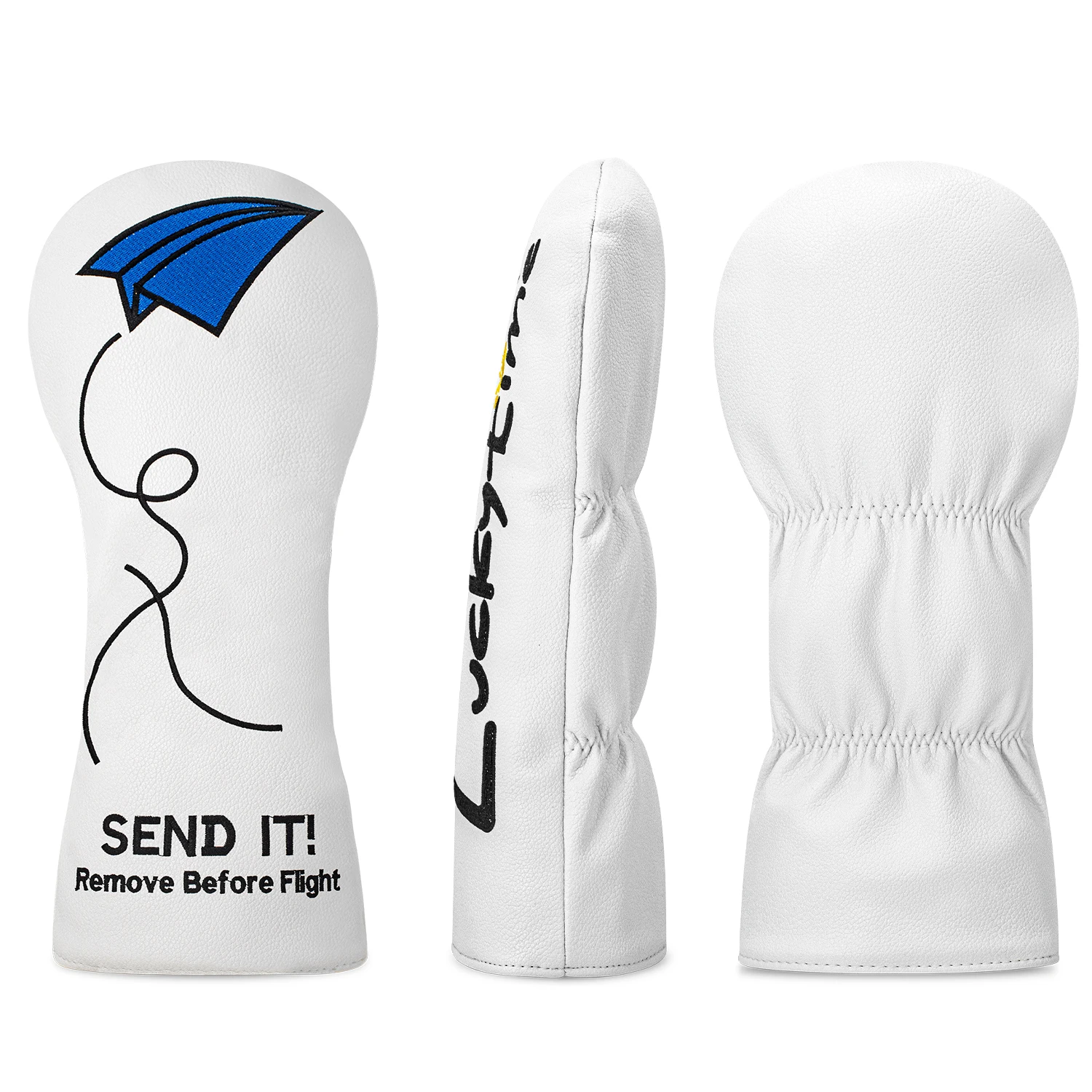 1PC/4PCS Golf Wood Headcover, White Paper‑Airplane Embroidery Pattern for Driver Fairway Wood Hybrid, Unisex Golf Club Protector