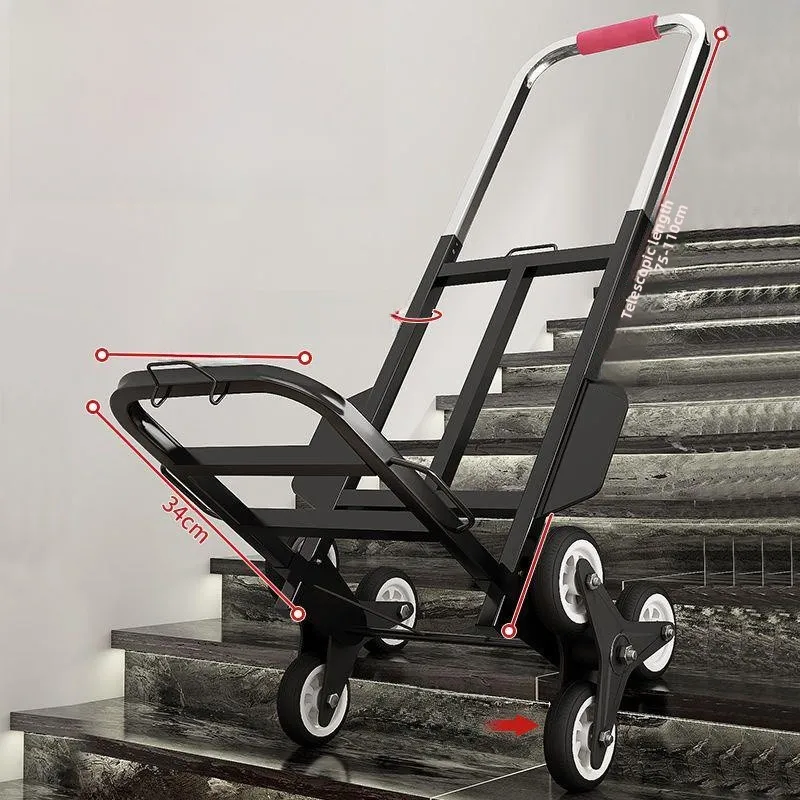 Stair Climbing Moving Cart Large Wheels Heavy Object Transport Water Bucket Push Cart Refrigerator Upstairs Carrier Tool