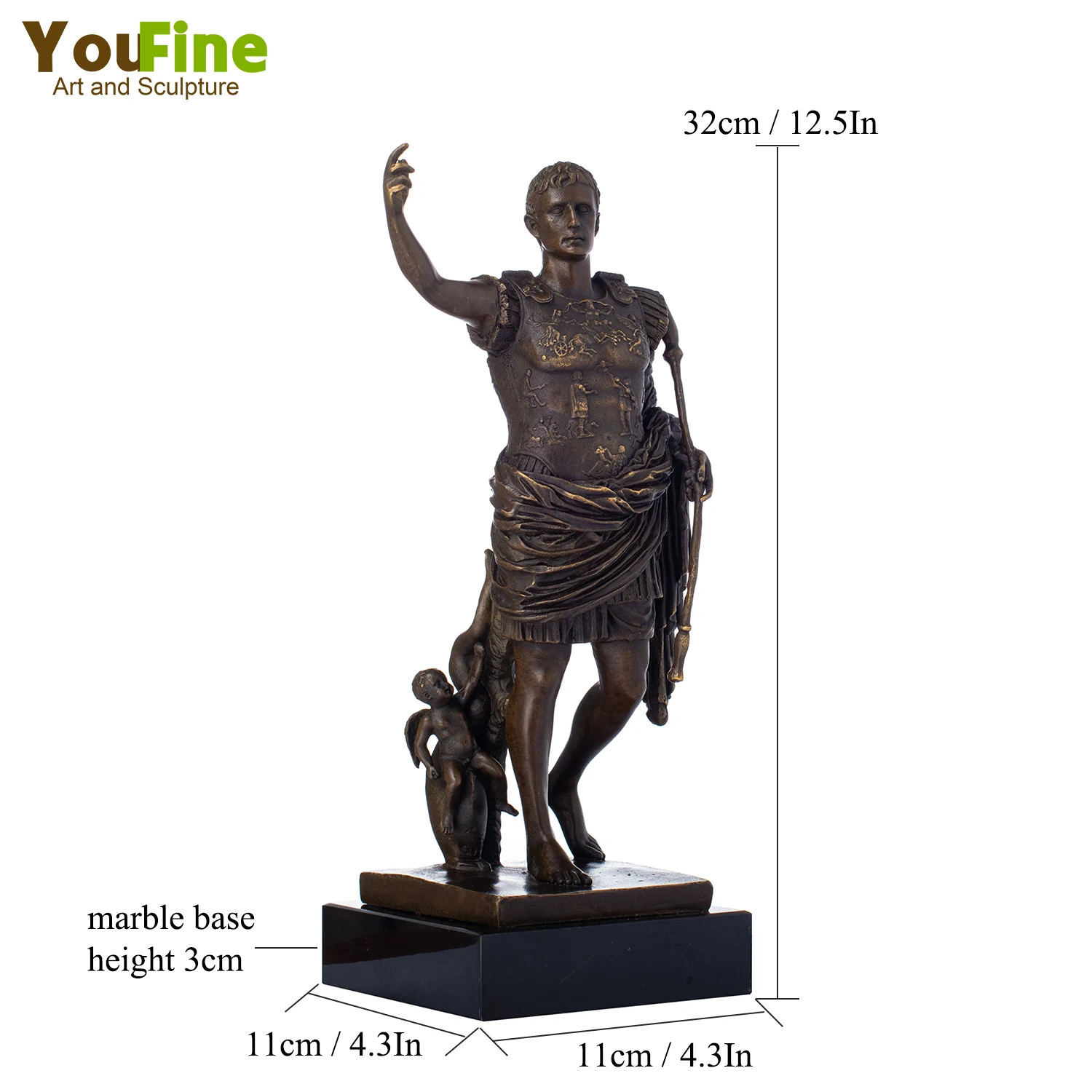 32cm Famous Julius Caesar Bronze Statue Mythology Bronze Caesar Art Sculpture With Marble Base Figurines Home Indoor Decor Craft