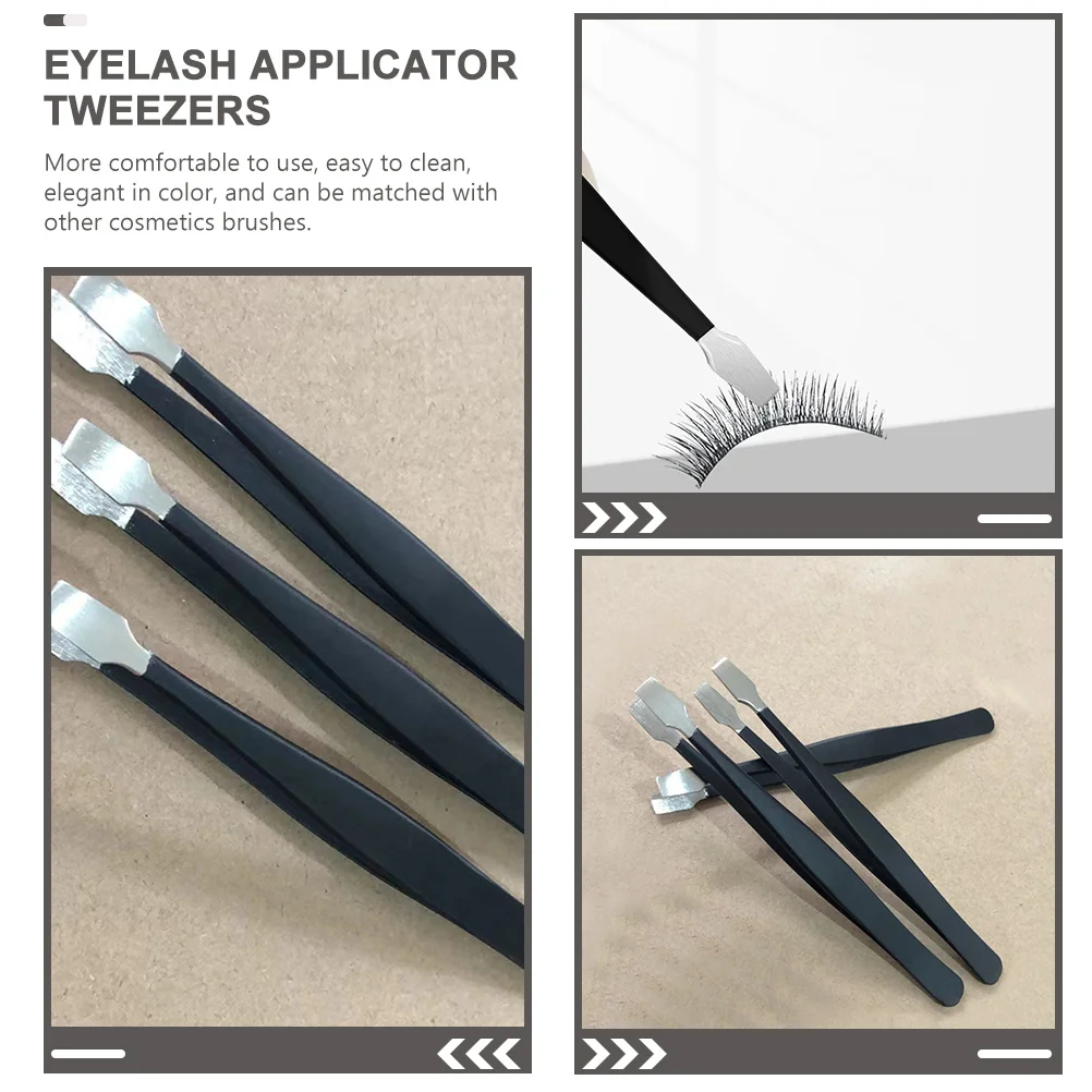 Pincettes à tampons en acier inoxydable, applicateur de cils, pincettes de précision pour la fabrication de bijoux, perles, faux cils, 3 pièces