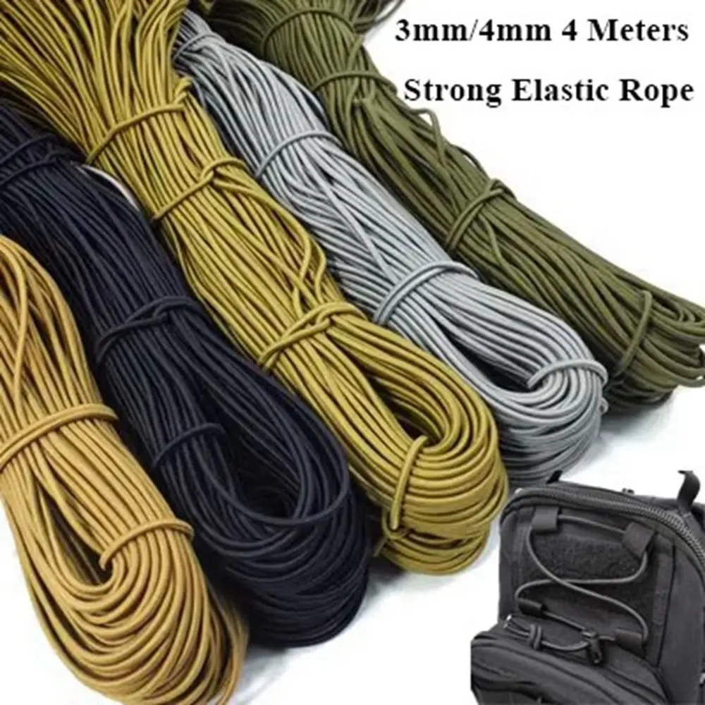 

High-Quality 3mm/4mm Strong Elastic Rope 4 Colors 4 Meters Length Sewing Garment Craft Chair Repair Cord Outdoor Tool