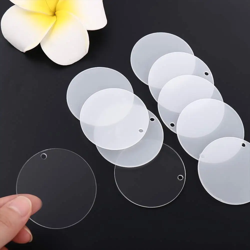 Keyrings Disk DIY Pendants Round Shape Blanks Discs Keyrings Acrylic Blank Keychain Discs Circles Keychain Acrylic Clear Circle