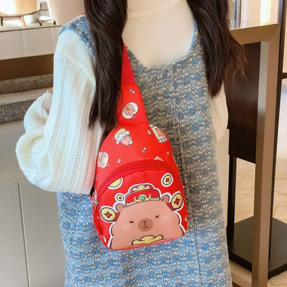Borsa da petto Capybara in nylon di cartone animato Borsa a tracolla casual da cartone animato di grande capacità Borsa a tracolla portatile Regalo di festa