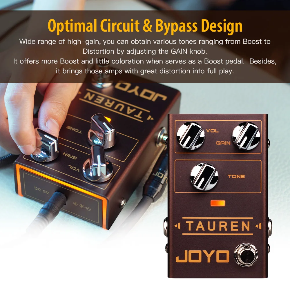 JOYO R-01 TAUREN Overdrive Distortion Guitar Effect Pedal Transparent Warm Overdrive Clean Boost to High Gain Distortion Pedal