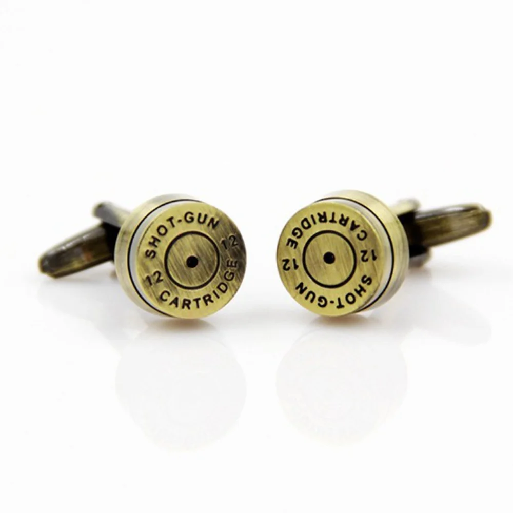 Bronze 12 Gauge Shotgun Shell Cufflink Retro Shotgun Shell Cufflinks Business Formal French Shirt Cuff Buckle Decoration