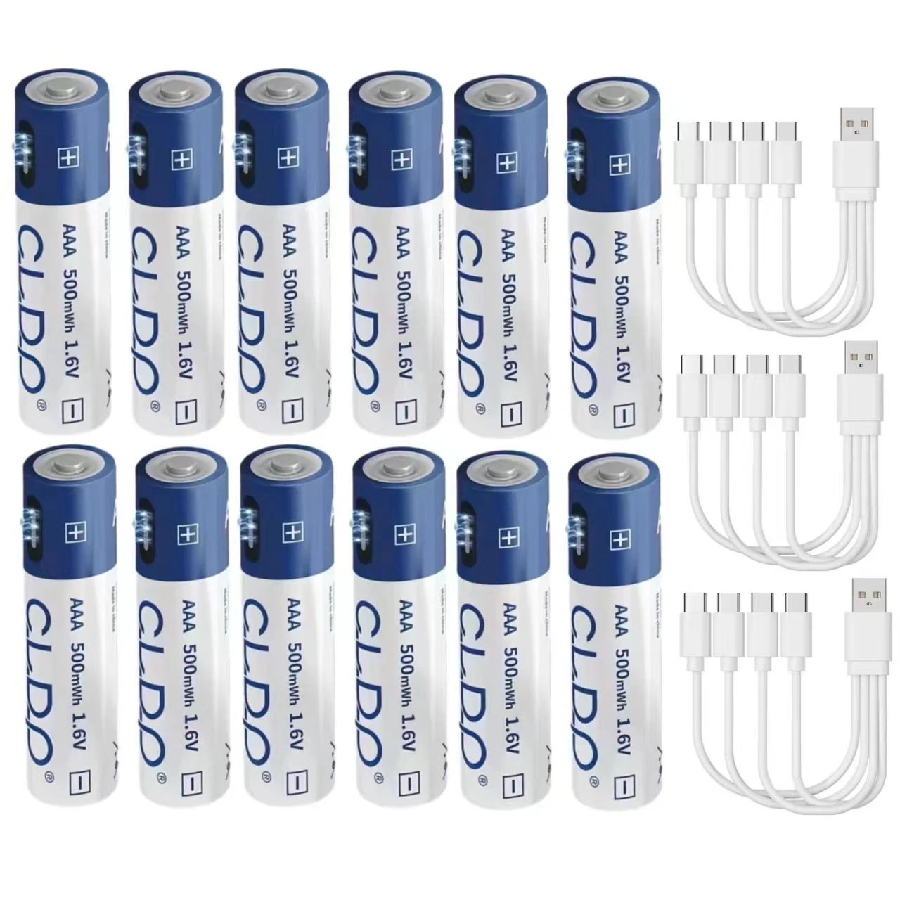 12pcs/lot 1.6V Ni-Zn AAA rechargeable battery Ni-Zn 500mWh USB rechargeable battery charges via Type-C cable