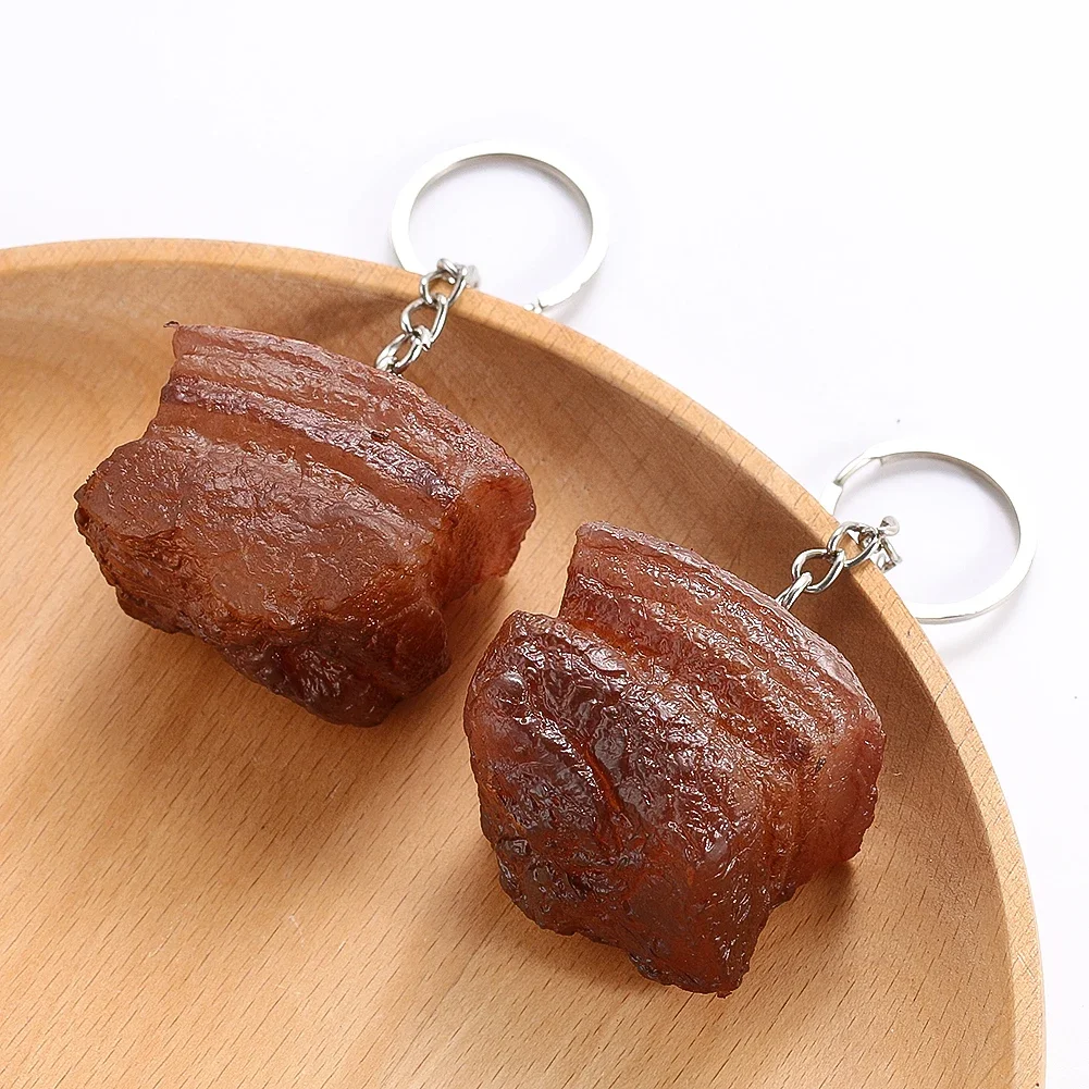 Simulation Braised Meat Model Simulation Food Play Decoration Key Chain Fake Pork Belly Dongpo Meat Photography Painting Props