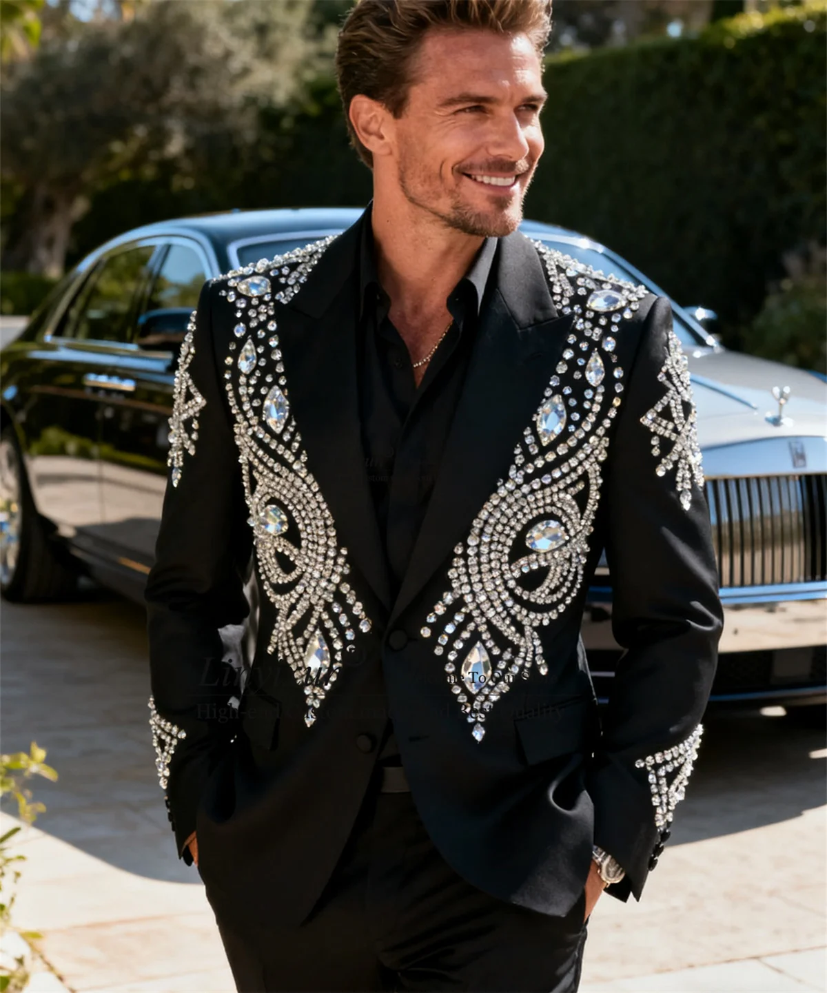 

Блестящие ювелирные украшения, смокинги, мужские костюмы, комплекты из 2 предметов, свадебные пиджаки для жениха, вечерние блейзеры с кристаллами по индивидуальному заказу, trajes para hombre