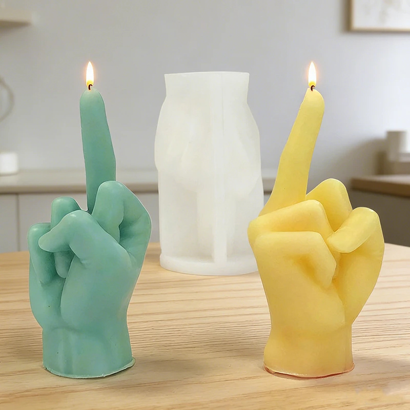 1 Piece, Middle Finger Gesture Silicone Mold, Handmade Creative Resin Plaster Aromatherapy Candle Mold