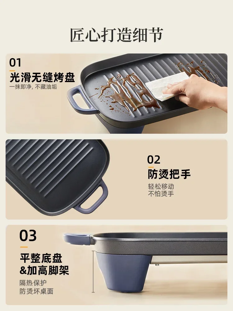 Bearbarbข้อมูลกระทะอบไฟฟ้าแบบไม่ติดกระทะสำหรับใช้ในบ้านไม่ติดกระทะสำหรับบาร์บีคิวกลางแจ้งจานพิเศษสำหรับบาร์บีคิว