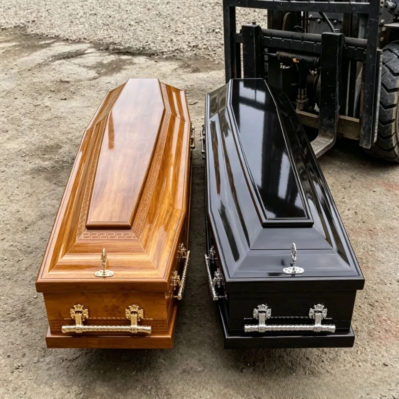 European solid wood coffin adult funeral cremation coffin urn cross-border wooden funeral supplies life coffin