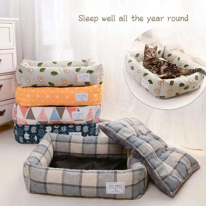 Removable Soft Sofa Dog Beds Warm Pet Mat for Puppy Cool Cushion Dog Sleeping Nest Pet Bed Cozy Cat Baskets Kennel House