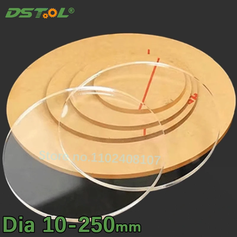DT Thick 1-10mm Acrylic Discs Plate Clear Plexiglass Plastic Circular Sheet Transparent Organic Glass Board Diameter 10~250mm