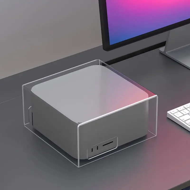 Funda protectora de alta claridad con puertos de cable, cubierta acrílica transparente a prueba de polvo para Apple Mac Studio/Mini M4/M2