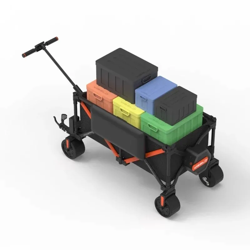 Aluminum Electric Camping Trailer 250kg Foldable Cart with Cruise Control And Riding Assist 14km/h 6.5