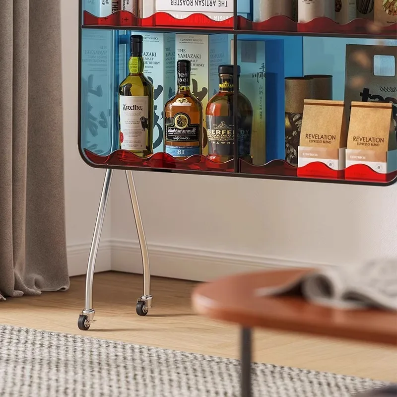 Acrylic mobile shelf storage cabinet wine cabinet modern simple living room display side