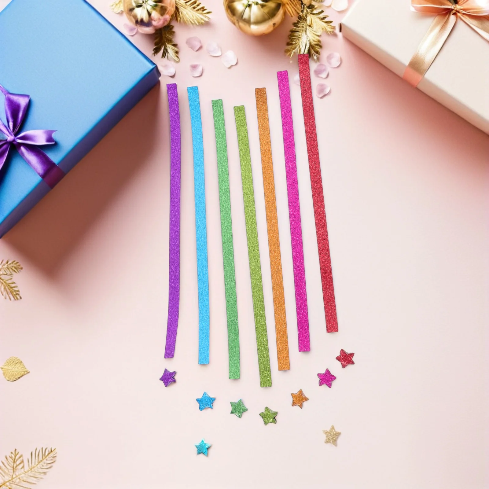 

1040Pcs Sparkling Paper Strips for Making Origami Stars Double Sided Glitter Craft Material DIY Decorative Stars Kids Adult