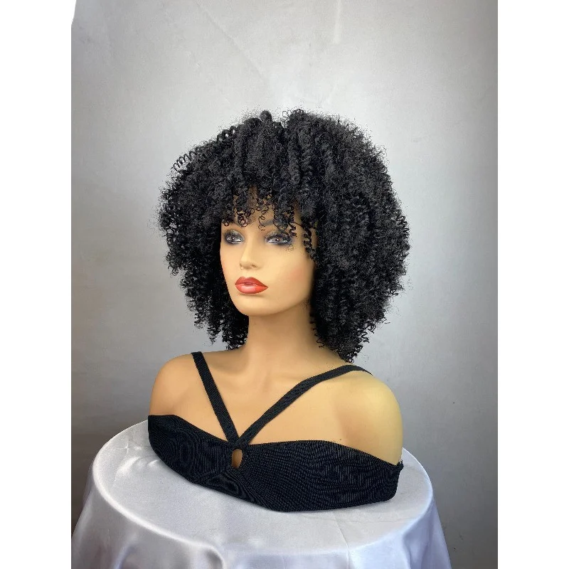 Wig Rambut Wanita Hitam Sintetis Keriting Pendek Wanita