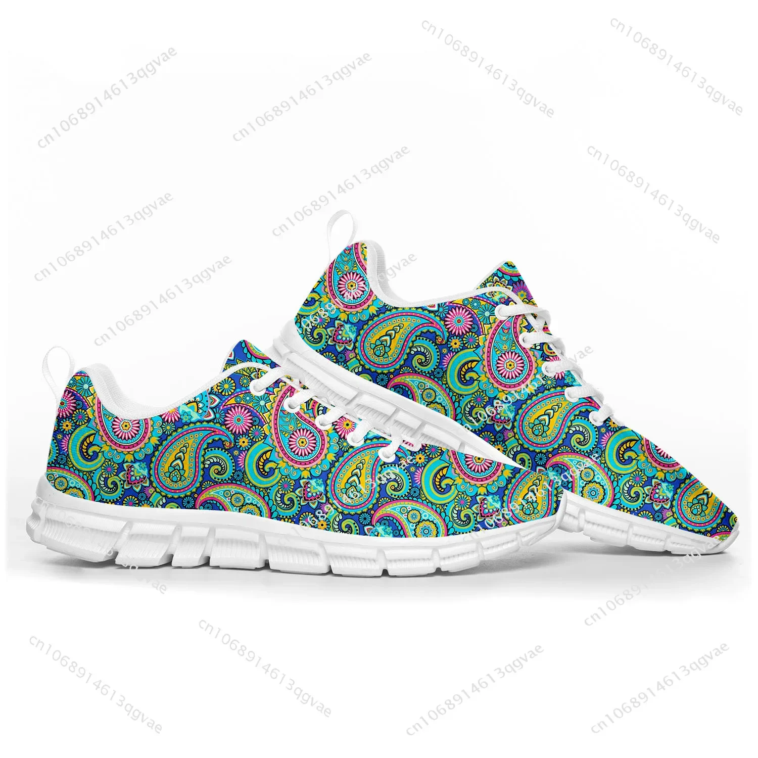 Paisley Print Sports Shoes Mens Womens Teenager Kids Children Customized Sneakers Tailor Made Shoe High Quality Couple White