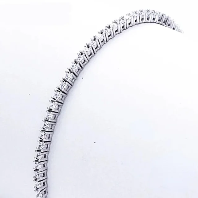 Bransoletka tenisowa z czystego srebra próby 925, 16-19 cm, z cyrkoniami 2 mm - Prawdziwa srebrna bransoletka, prezent na rocznicę