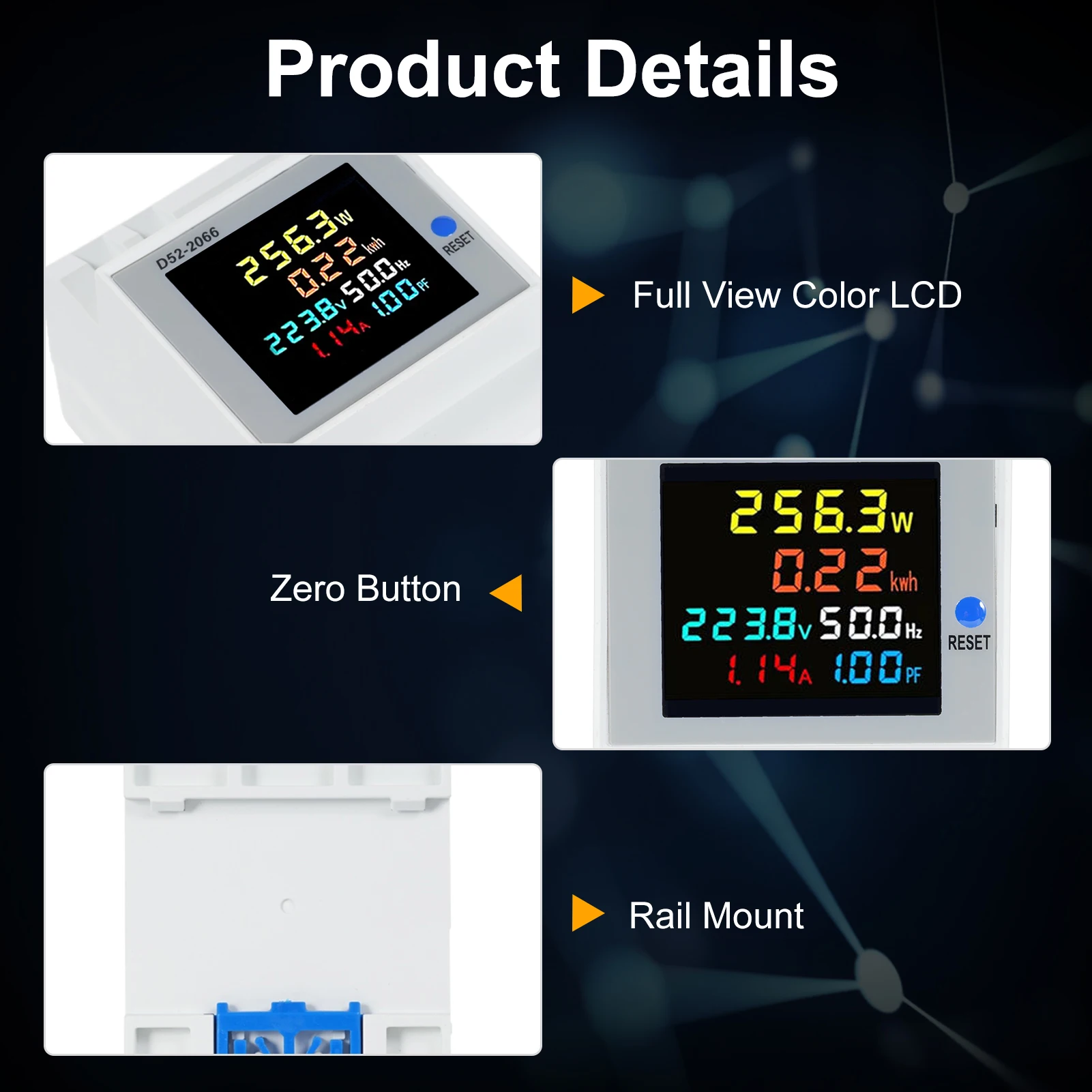 Digital Display Meter: 0.01A Resolution High Precision Multi-Function Monitor - Six-in-One Real-Time Tracking AC Voltage