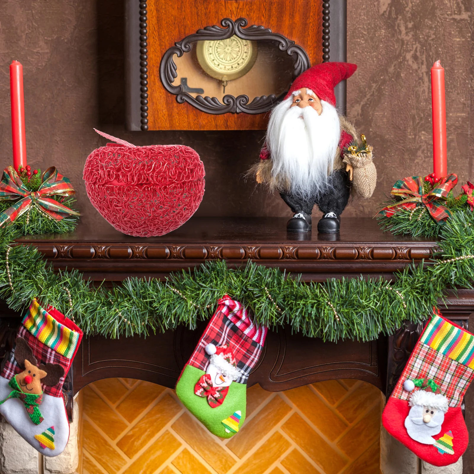 

1pc Aluminum Wire Apple Storage Box Hollowed Out Candy Jar For Xmas Gift Cookie Container Desktop Organizer Dried Fruit Storage