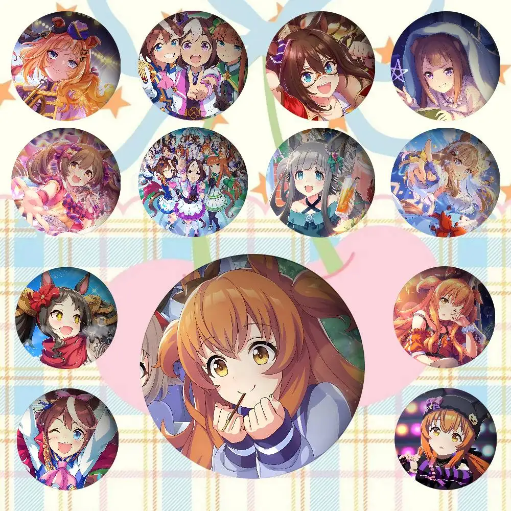 Uma Musume Pretty Derby Abzeichen Weißblech Soft Button Pin Brosche Metall Abzeichen Custom Schmuck Zubehör Hut Tasche Revers