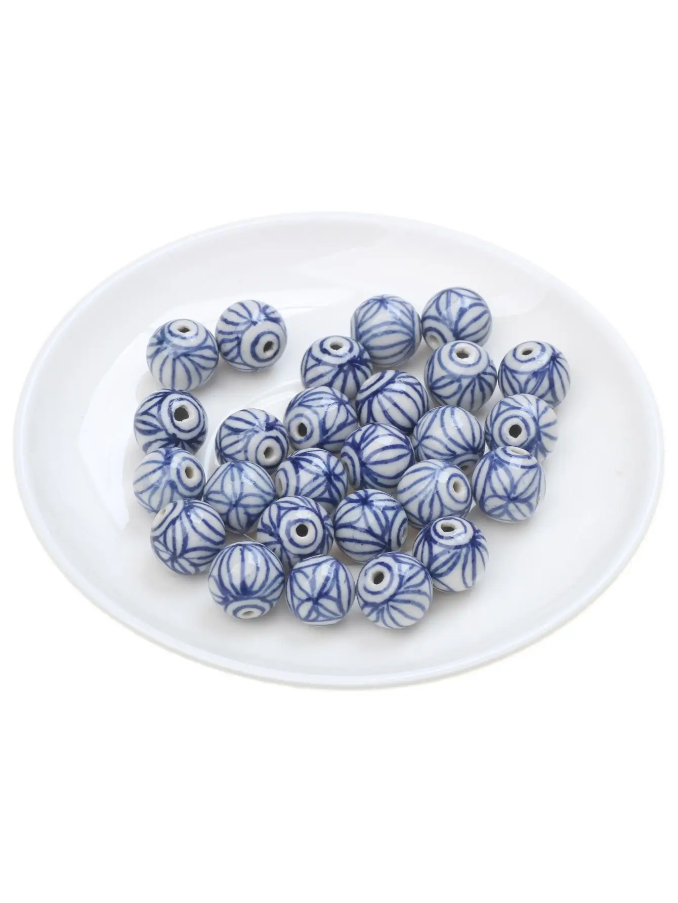 13mm 3-12 Pcs/Lot Handmade Circular Ceramic Loose Bead DIY Bracelet Jewelry Material With Black And White Patterns