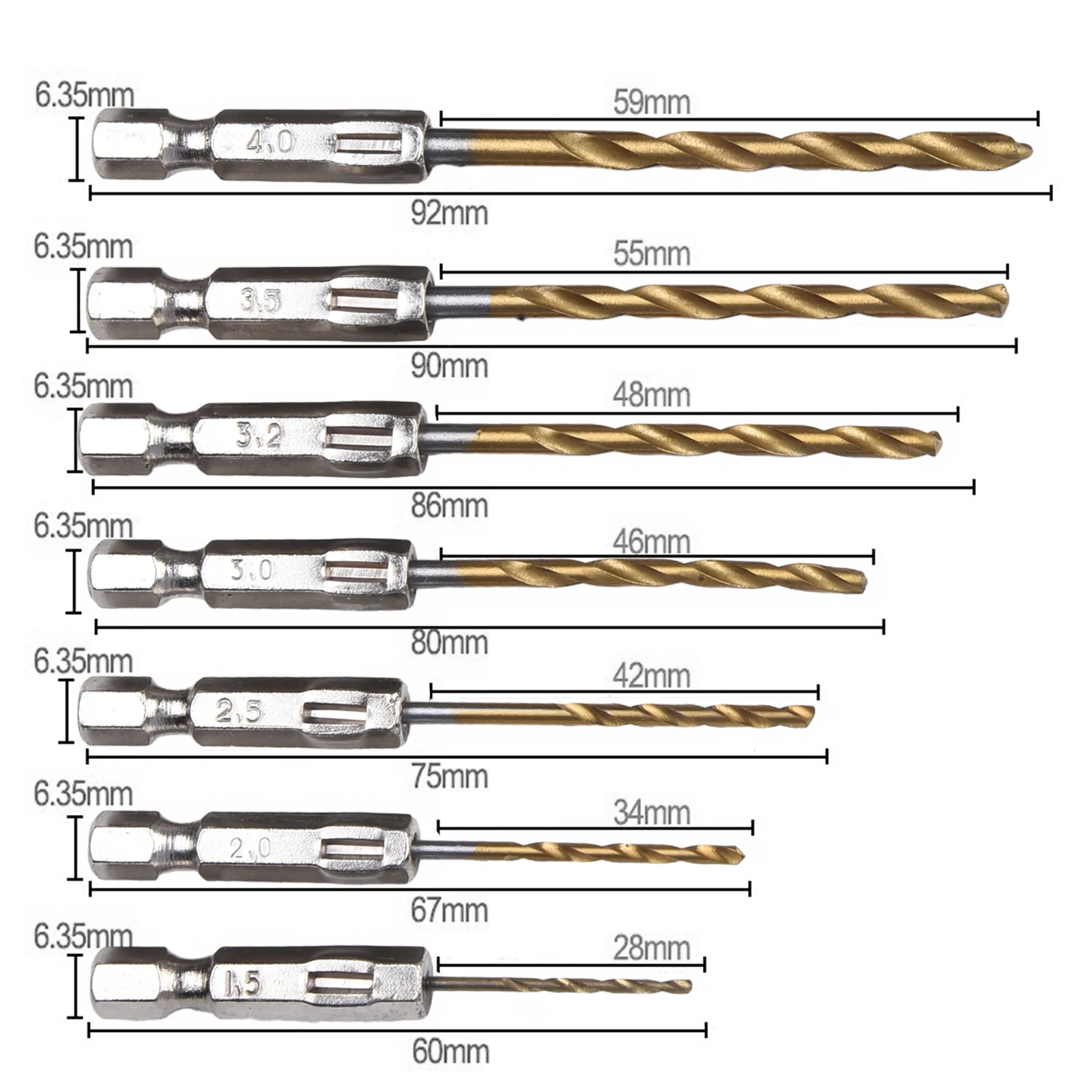 Comprehensive 13 Piece HSS Coated Drill Bit Set with Quick Change Feature for Use on Wood Plastic and Thin Iron Surfaces