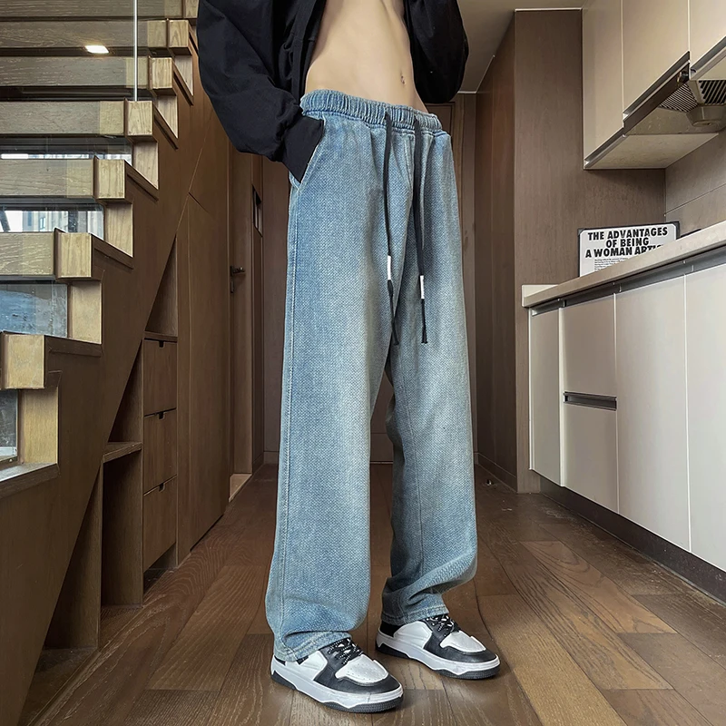 Otoño e Invierno nuevo Jacquard estrellado todo fósforo moda Retro Simple cordón suelto Denim