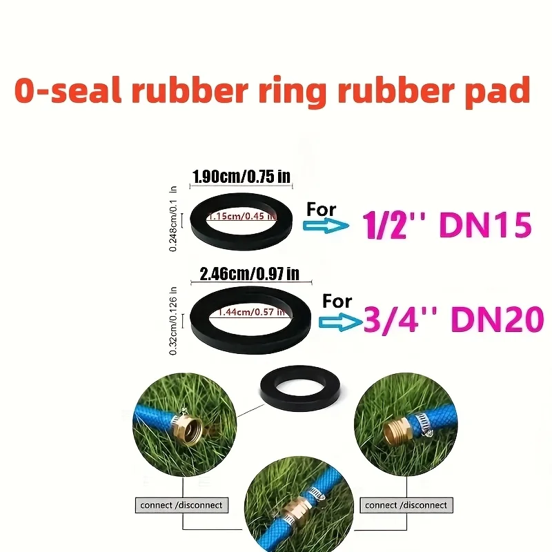10 عبوات من وسادات إغلاق خرطوم الدش في الحديقة 1/2 بوصة DN15 و3/4 بوصة DN20، مقاومة للحرارة لأنابيب خراطيم الدش المكسرات والباردة #2