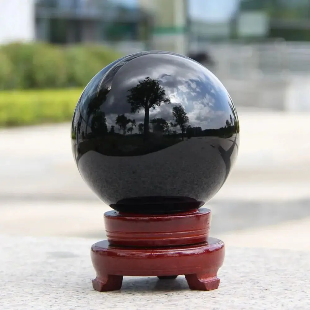 Home Decor Round Black Obsidian Sphere 20/30/40/50mm Exquisite Feng Shui Sphere Large Crystal Ornament Collectibles