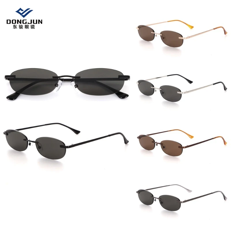 New Wholesale High Quality Durable Comfortable Lightweight Borderless Square Metal Sunglasses Women Men UV400 Optical Lenses
