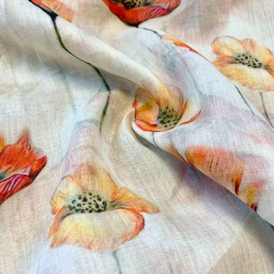 

1 ярд, ткань рами с цветочным принтом, рубашка, юбка, Cheongsam, ткань телес для одежды