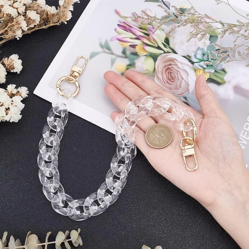 16.5 Inch Clear Resin Purse Strap Bag Chain Purse Chain Strap Transparent Purse Strap Extender Decorative Bag Handle