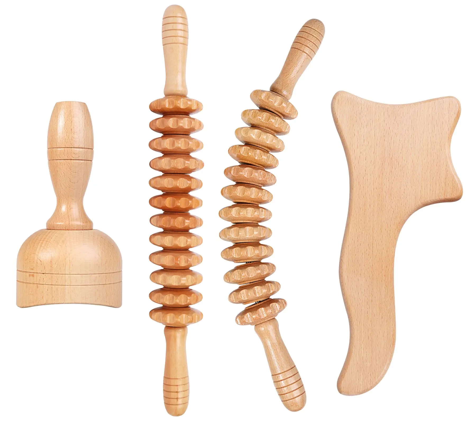 4-in-1 Wood Therapy Massage Tools Wooden Massager Lymphatic Drainage Massager Body Sculpting Tools,Muscle Pain Relief