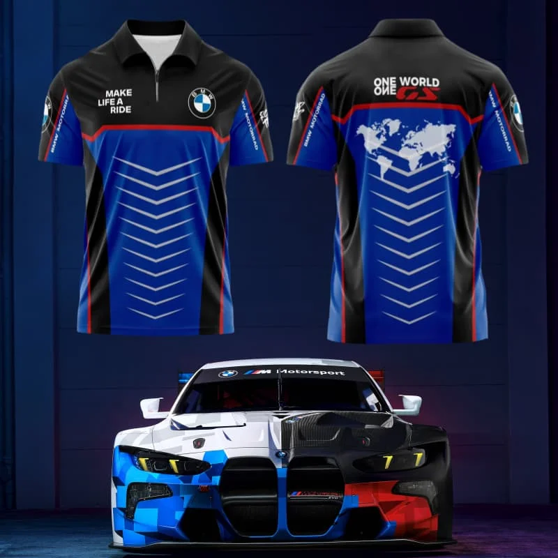 

BMW One World Blue Black Alphabet Print Quick-drying POLO Shirt Comfortable Casual High-quality Top BMW Premium T-shirt Moto
