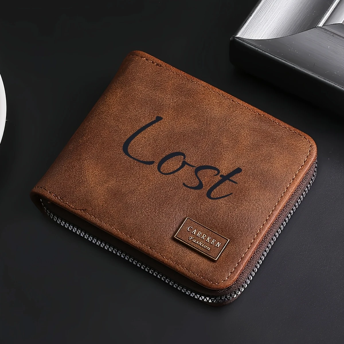 Customized Name Men's Zipper Wallet Personalized Text Short Style with Coin Purse Business Card Holder, Ideal Father's Day Gift