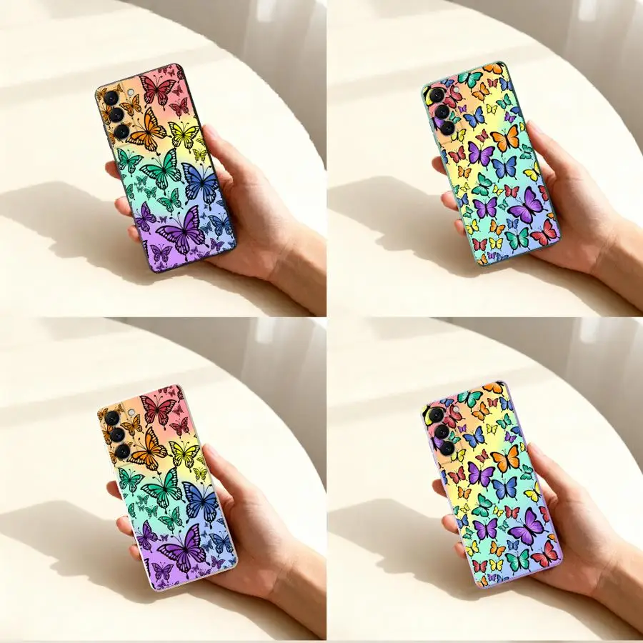 Phone Cover Case for Samsung Galaxy A15 A24 A34 A51 A22 A52 A11 A12 A16 A36 A26 A35 A13 A14 Rainbow Butterflies