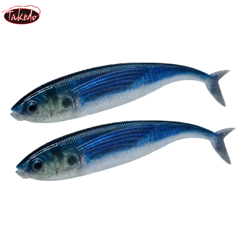 TAKEDO 3D Live Fish Painting Lure 12.5CM 16CM 19CM 34G Luminous Soft Fishing Bait Scissor Tail Fish For Tuna Bass Sea Fishing