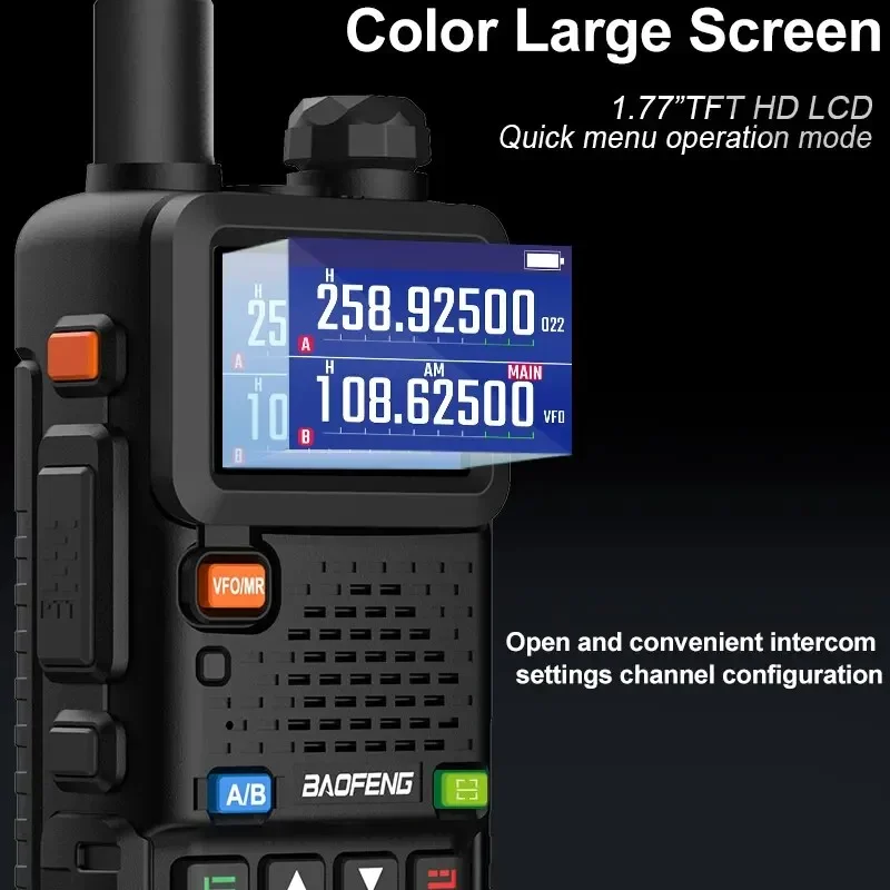 BAOFENG UV-5RH Air Band Walkie Talkie Frecuencia de copia inalámbrica Multi-Band Tri Power Type-C NOAA AM FM Radio bidireccional Ham de largo alcance