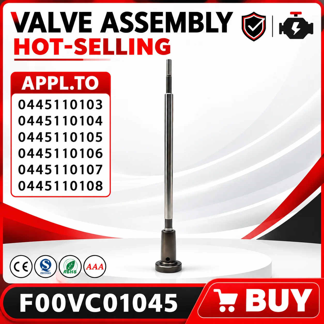 F00VC01045 Diesel Common Rail Fuel Valve Assembly Compatible With 0445110103 0445110104 0445110105 0445110106 Injector XJ1624